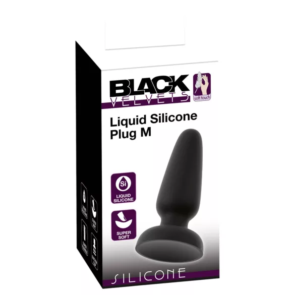 Black Velvets - silikon analplugg med sugekopp (svart) - M