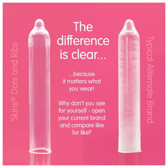 Skins - riflet og prikket kondomer (4 stk)