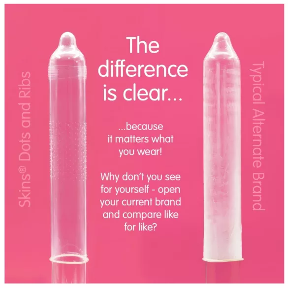 Skins - ribbet og prikket kondomer (8 stk)