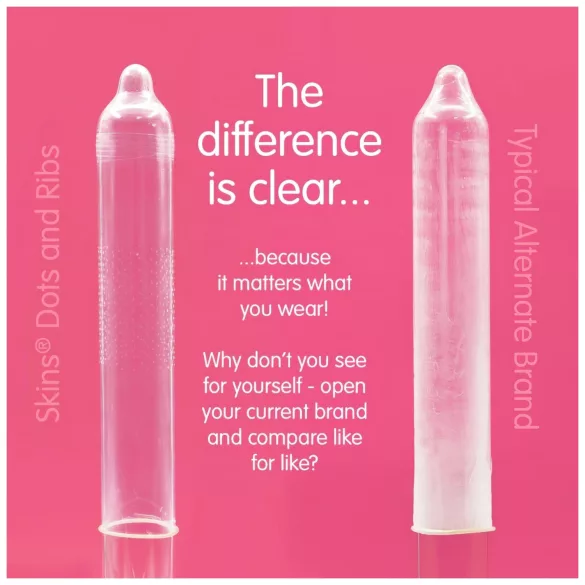 Skins - ribbet og prikket kondomer (16 stk)