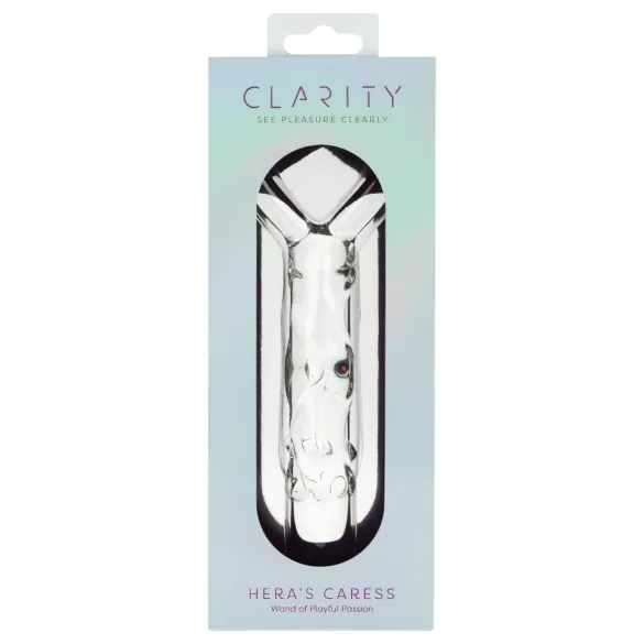 Clarity - glassdildo med hjertehåndtak (gjennomsiktig)