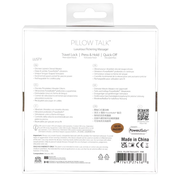 Pillow Talk Lusty - oppladbar, tungeformet stavvibrator (rosa)