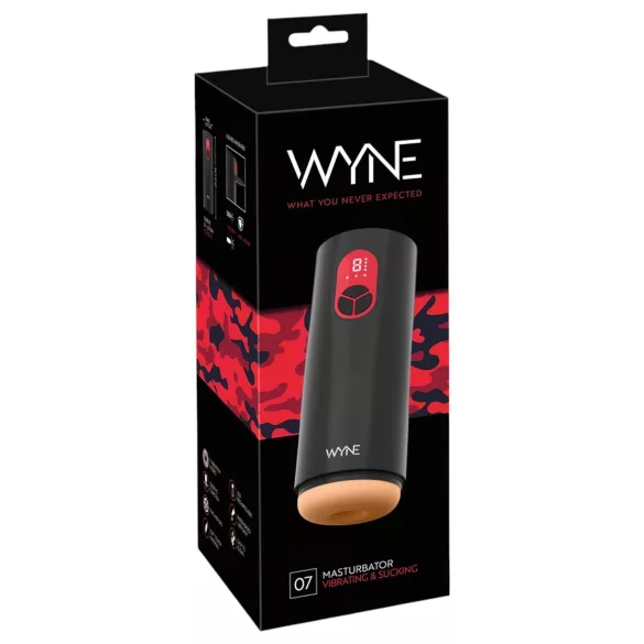 WYNE 07 - oppladbar, vibrerende sugemasturbator (svart)