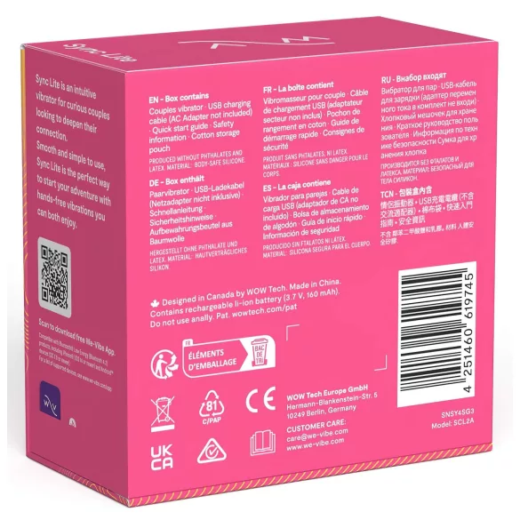 We-Vibe Sync Lite - parvibrator med app- og fjernkontroll (rosa)