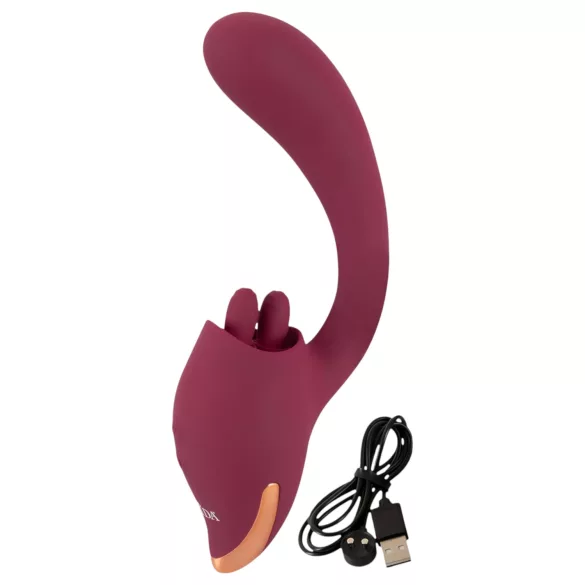 Javida - 2-i-1 tungeformet vibrator (rød)