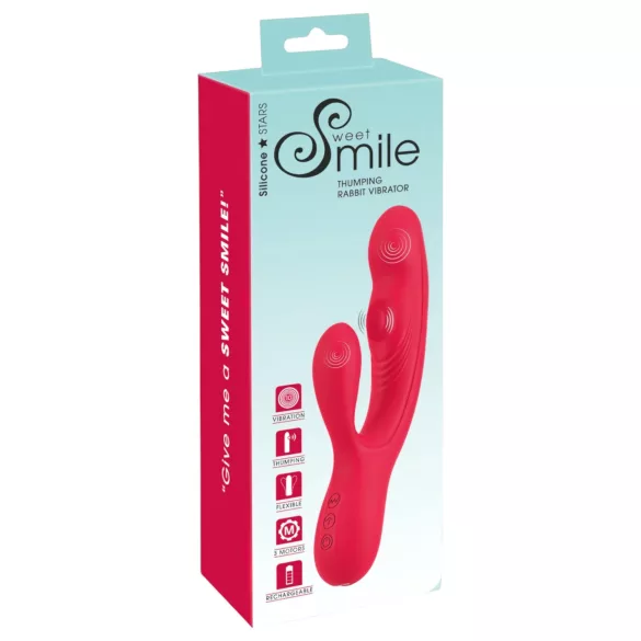 Smile Dunkende Kanin - oppladbar 3-motors vibrator (rød)