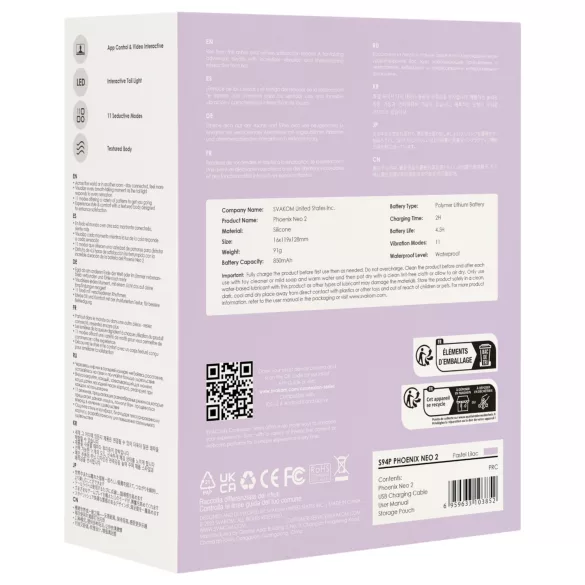 Svakom Phoenix Neo 2 - smart vibrerende egg (lilla)