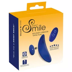   Smile - bærbar, ekstra tynn trusevibrator med fjernkontroll (blå)