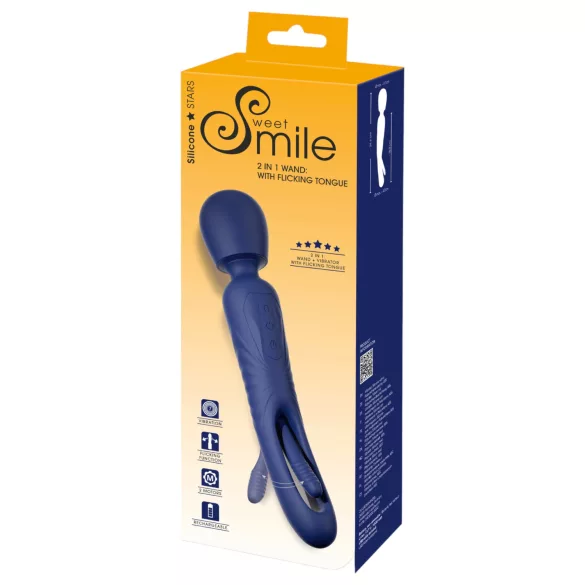 Smile - 2-i-1 tunge-massasjerende vibrator (blå)