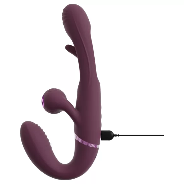 Javida - stroppeløs påsettbar parvibrator (lilla)