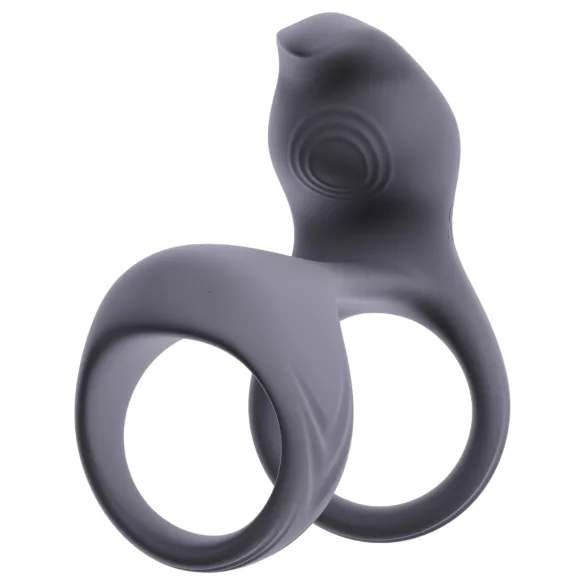 Beau Coeur Vylor - penis- og testikkelring med klitorisstimulator (grå)