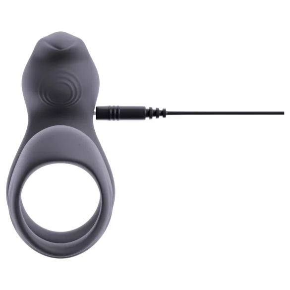 Beau Coeur Vylor - penis- og testikkelring med klitorisstimulator (grå)