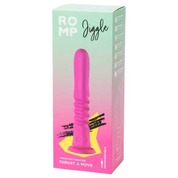 ROMP Jiggle - støtvibrator med sugekopp (rosa)