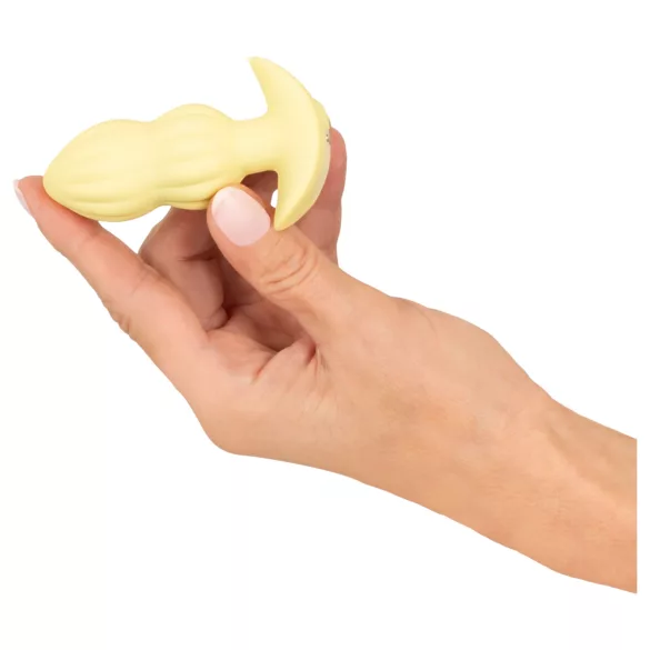 Cuties Mini - rillede vibrerende analplugg (gul)