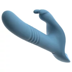   You2Toys - 3‑delt påsettbar kaninvibrator med støtefunksjon og fjernkontroll (blå)
