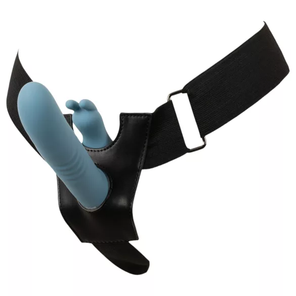 You2Toys - 3‑delt påsettbar kaninvibrator med støtefunksjon og fjernkontroll (blå)
