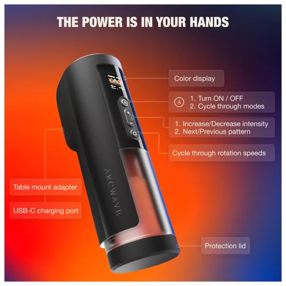 Arcwave Thruster - støtende og roterende automatisk masturbator (svart)