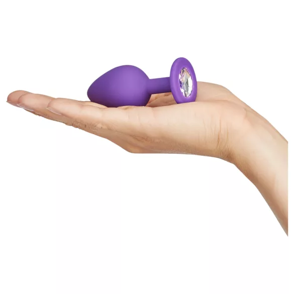 Baseks - silikon analplugg med krystall (lilla) - 8 cm