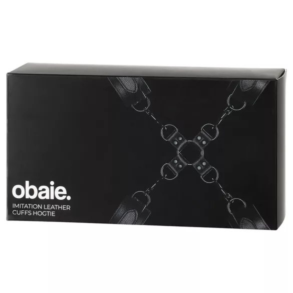 Obaie - sett med hånd- og fotlenker i kunstskinn (svart)
