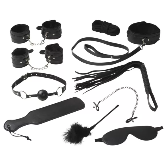 Baseks - mykt bondage-sett for nybegynnere (svart) - 10 deler