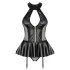 Obsessive - korsett og stringtruse i lakklook (svart)