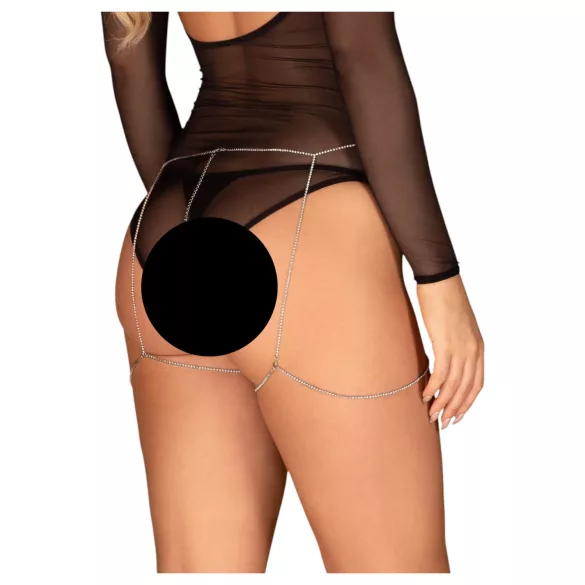 Obsessive Bijou 905 - smykke kroppsharness nederdel (sølv) - S-L