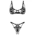 Obsessive Luise - 2-delt undertøyssett med tulipaner (svart) - L/XL