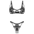 Obsessive Luise - 2-delt undertøyssett med tulipaner (svart) - L/XL