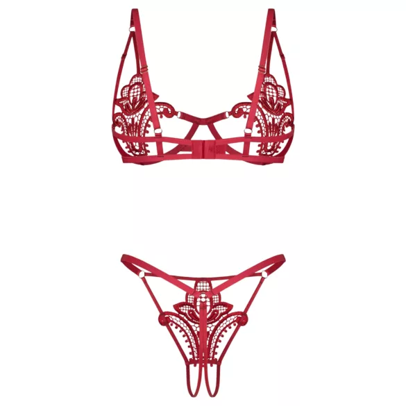 Obsessive Luise - to‑delt undertøysett med tulipaner (rød) - L/XL