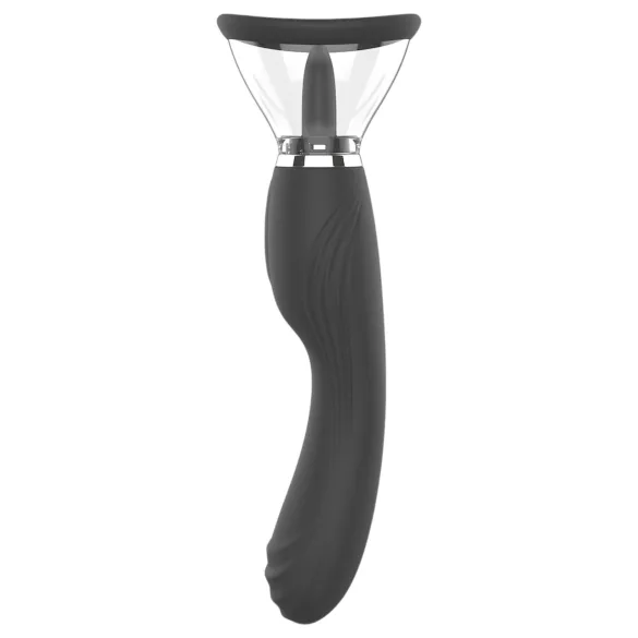Sweet Play - 2-i-1 vibrator med klittslikker med tunge og sugefunksjon (svart)