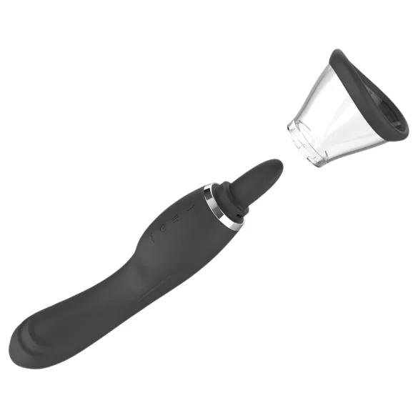 Sweet Play - 2-i-1 vibrator med klittslikker med tunge og sugefunksjon (svart)