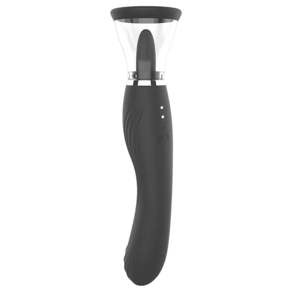 Sweet Play - 2-i-1 vibrator med klittslikker med tunge og sugefunksjon (svart)