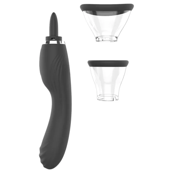 Sweet Play - 2-i-1 vibrator med klittslikker med tunge og sugefunksjon (svart)