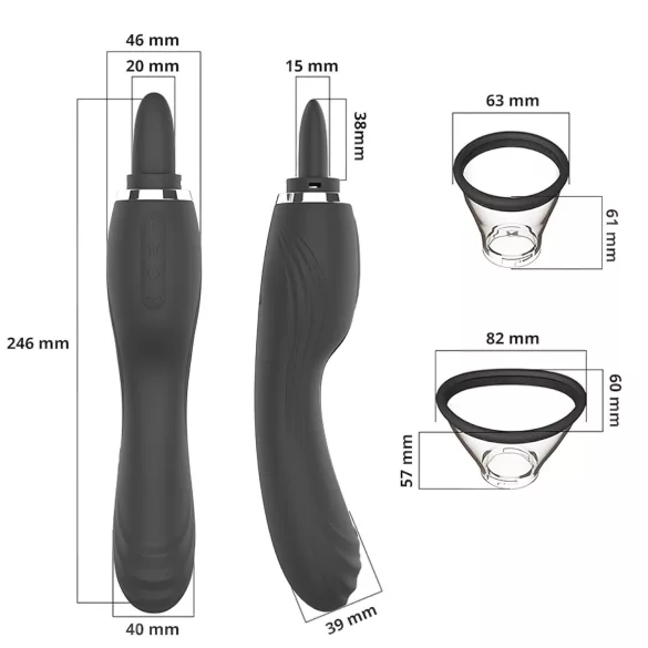 Sweet Play - 2-i-1 vibrator med klittslikker med tunge og sugefunksjon (svart)