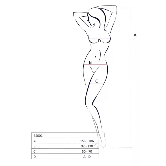 Passion BS001 - sortt nettingdrakt med store masker (svart) - S-L