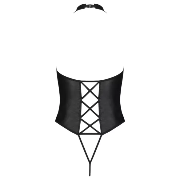 Passion Nancy - Åpen, cross-stroppet body (svart) - L/XL