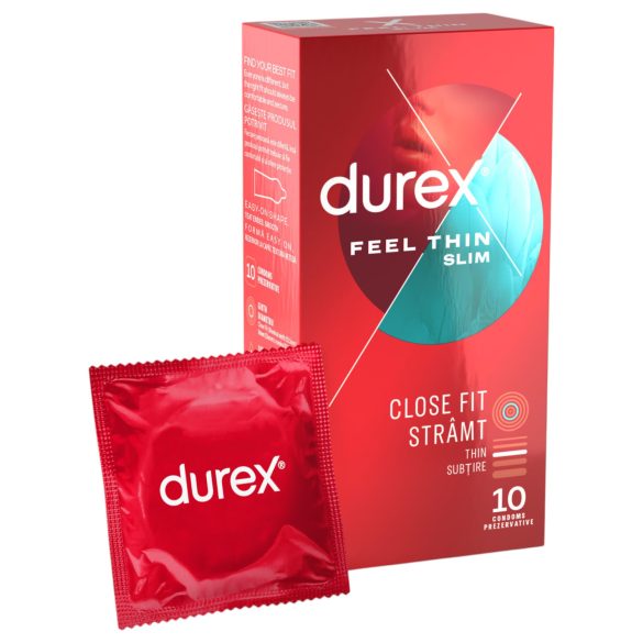 Durex Feel Thin Slim – Ekstra tynne kondomer for naturlig følelse (10 stk)
