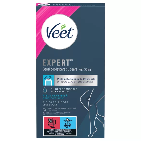 Veet Expert - ferdigbrukte voksstrips - for tørr hud (12 stk)