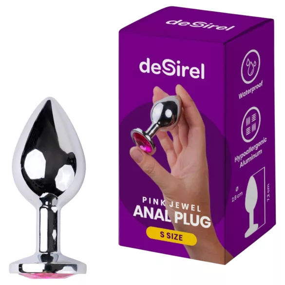 Desirel Pink Jewel S - analplugg (sølv-rosa)
