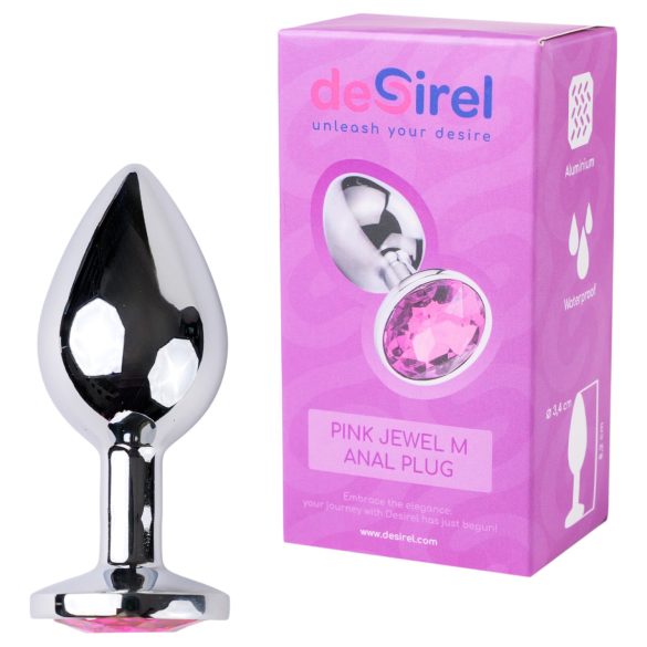 Desirel Pink Jewel M - anal plug (sølv-rosa)