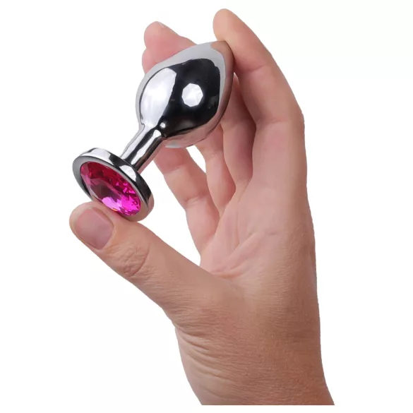 Desirel Pink Jewel M - anal plug (sølv-rosa)