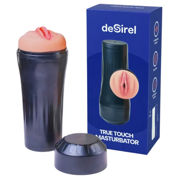 Desirel True Touch - naturtro vibrerende onanihylse (natur-svart)