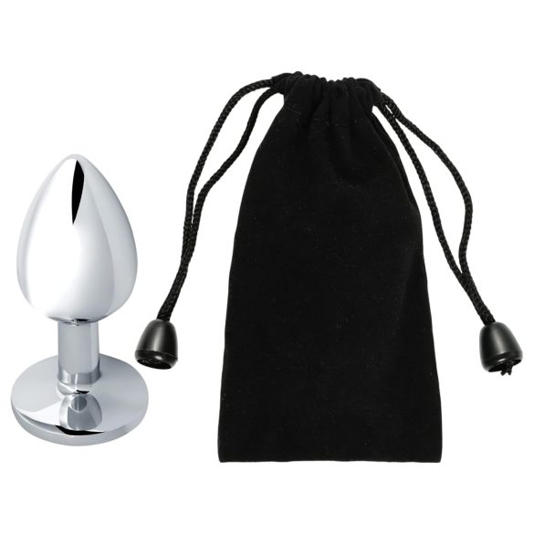 Sunfo - metall analplugg med rød stein (sølv)