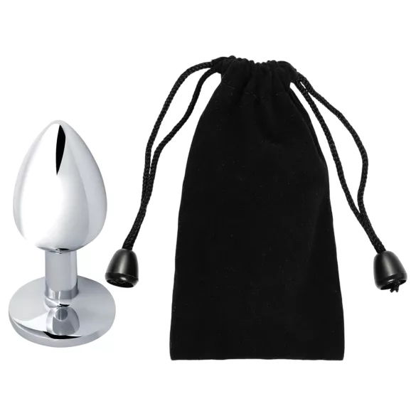 Sunfo - metall analplugg med limegrønn stein (sølv)