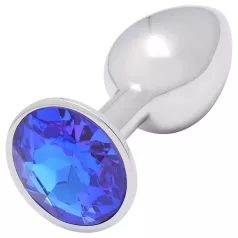 Sunfo - metall analt plug med blå stein (sølv)