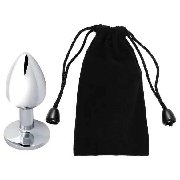 Sunfo - metall analplugg med lyseblå stein (sølv)