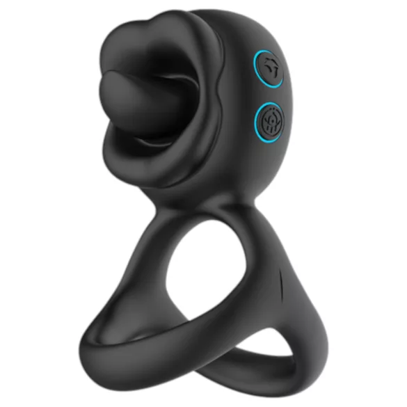 Biu-Biu - penisring og slikkende klitorisvibrator (svart)