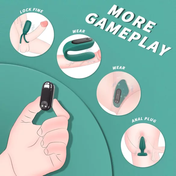 Sex HD - trådløst vibratorsett med fjernkontroll (4 deler, grønn)