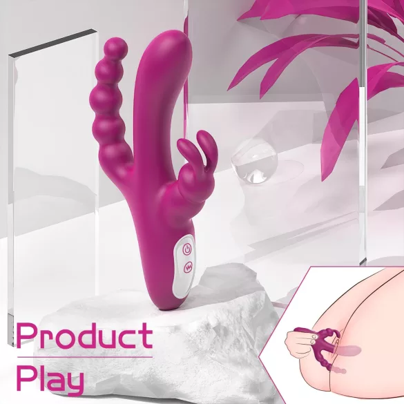 Sex HD Joker - oppladbar, vanntett trearmet vibrator (lilla)