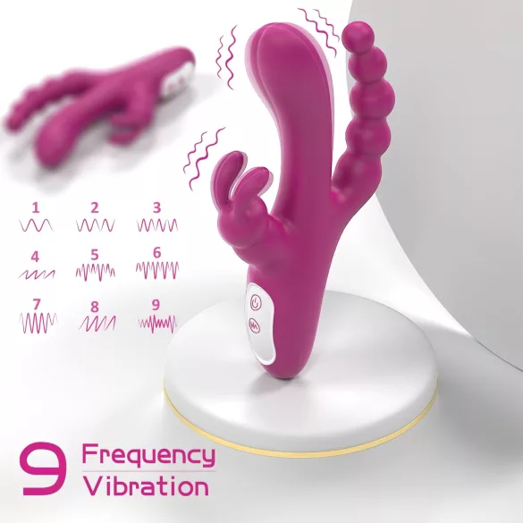 Sex HD Joker - oppladbar, vanntett trearmet vibrator (lilla)